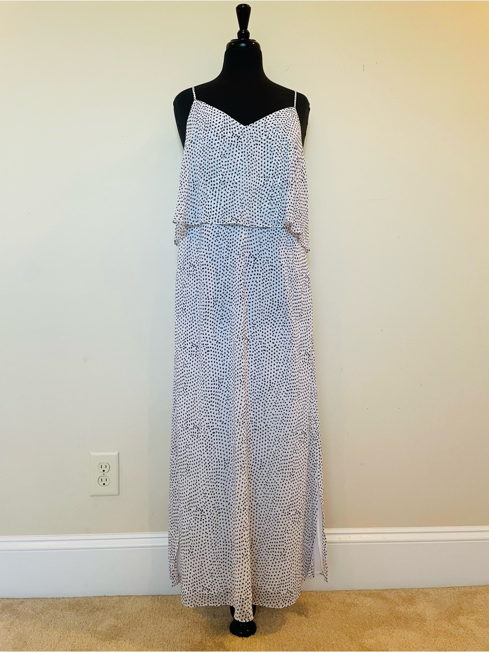 Black and white polka dot maxi dress